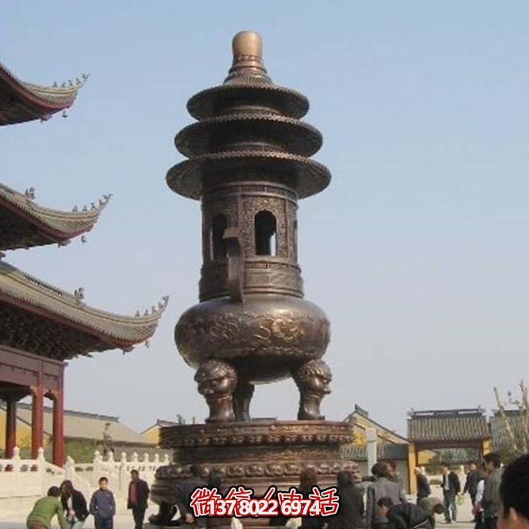 精美鑄銅大型寶蓋香爐，祈福燒香進(jìn)寶