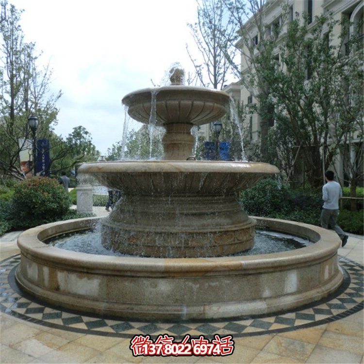 歐式雙層大理石流水噴泉，為小區(qū)增添高貴氣質(zhì)