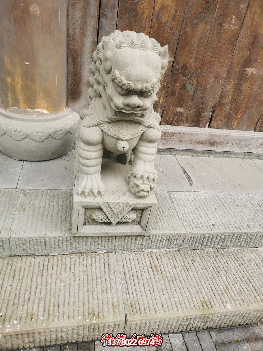 大理石石雕獅子雕塑，完美裝點庭院門口